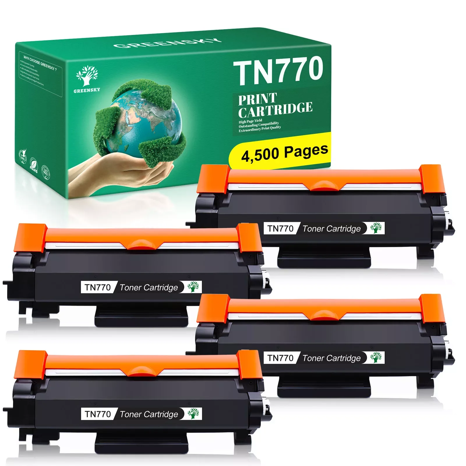 4x Toner Cartridge compatible with Brother TN770 HL-L2350DW L2370DW MFC-L2730DW