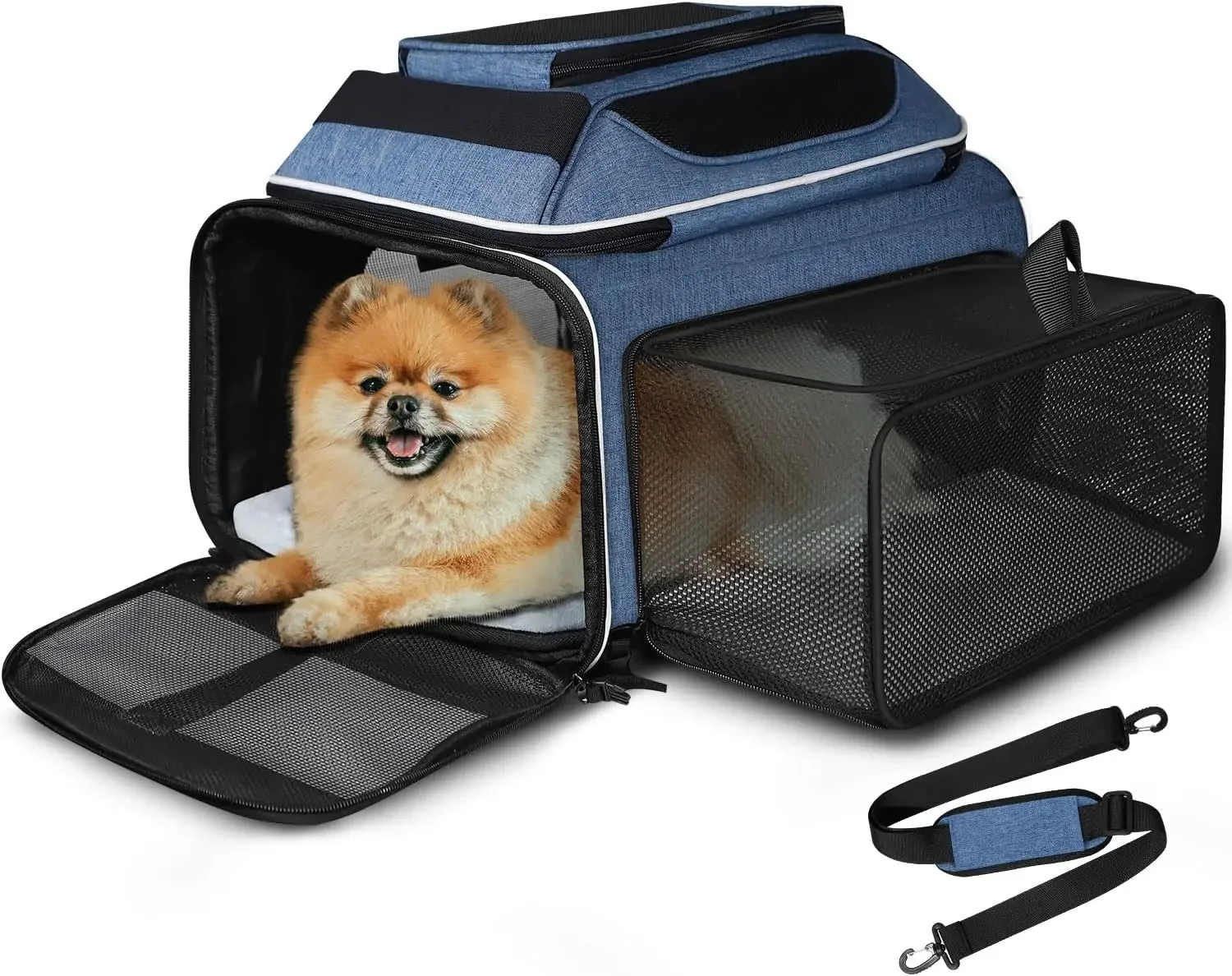 Expandable Pet Carrier 17x11x9.5 Inches Alaska Airline Approved, Soft-Sided Carrier for Small Cats and Dogs with Lo