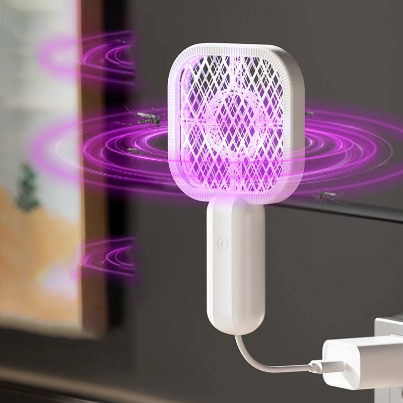 Mini USB Mosquito Swatter UV Light Security Net Insect Racket Portable Electric Shock Physical Mosquito Trap Racket Household