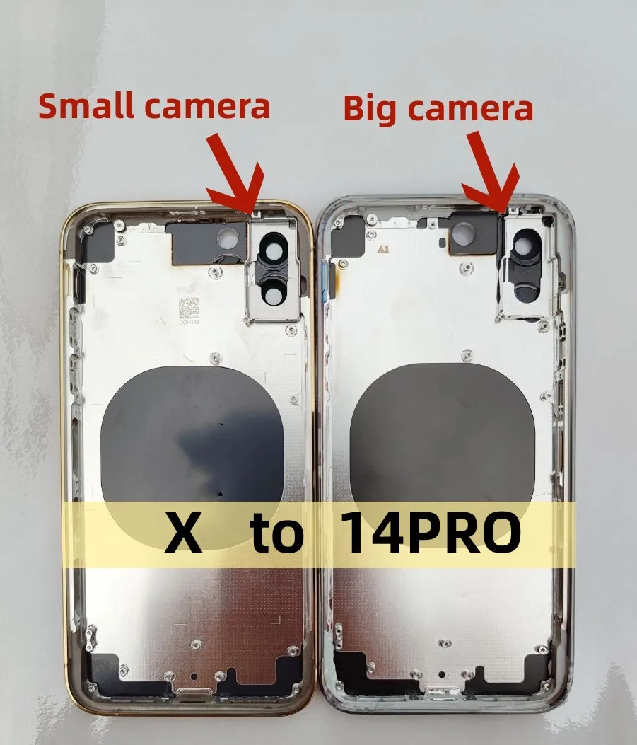 Housing For iPhone X To 14 Pro Big camera High Quality Back Cover With Middle frame Chassis  Battery Case Replace x like 14pro