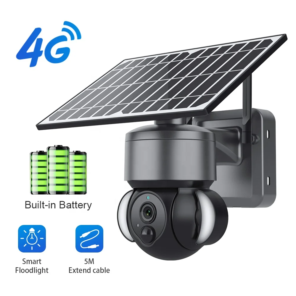 جديد أسود لوحة طاقة شمسية الطاقة HD 4MP 4G IP كاميرا البطارية الشمسية الكاشف كاميرا 4MP شبكة كاميرا تلفزيونات الدوائر المغلقة #2