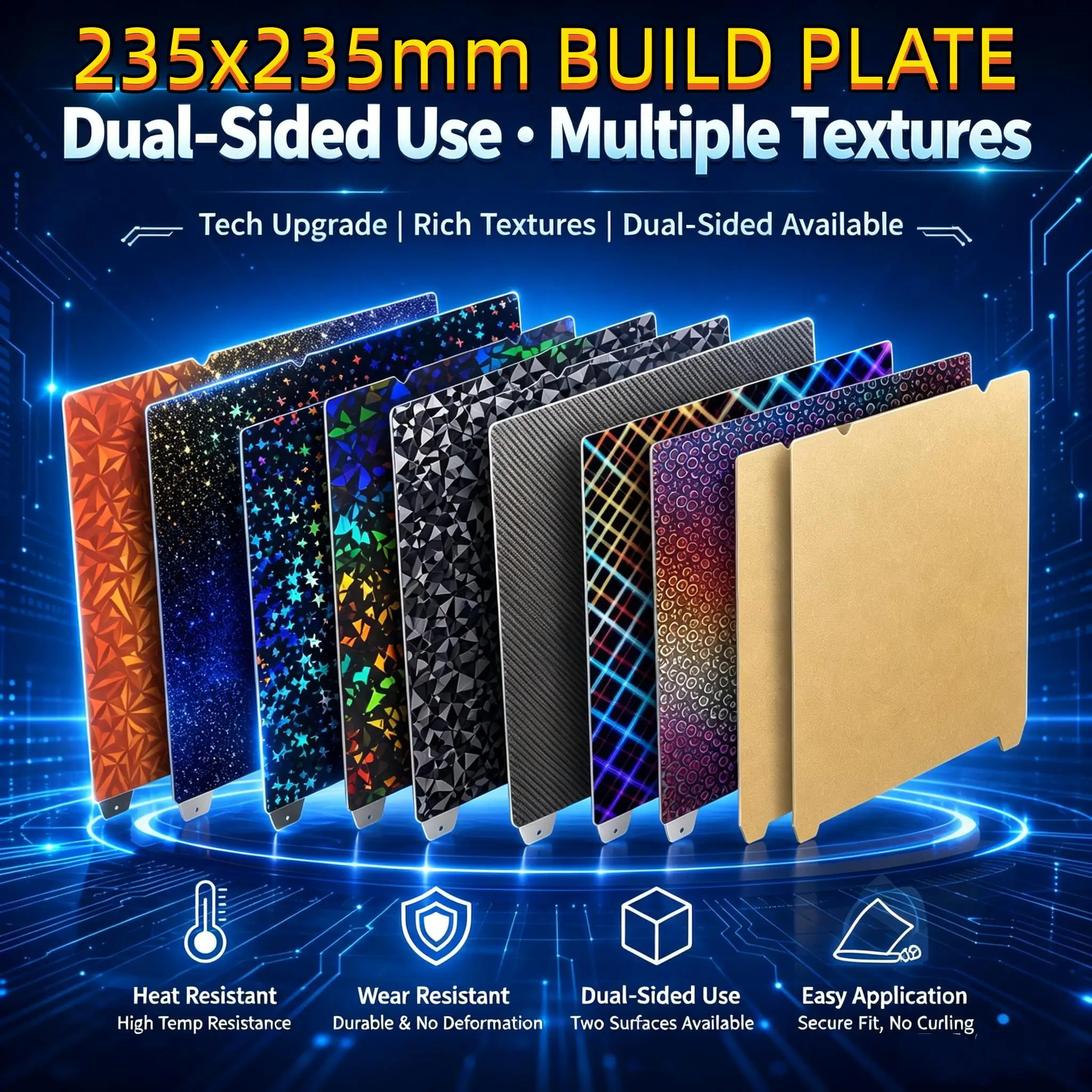 For Creality K1/K1C, Ender 3 S1/V3 SE Build Plate  235x235mm Double Sided Magnetic Spring Steel Sheet Textured PEO PEY PEI