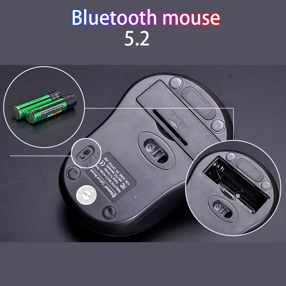 Ratón inalámbrico con Bluetooth 5,2, accesorio de 10M para win7/win8 xp, macbook, iapd, Android, Tablets, Notebook, portátil, 0-0-12