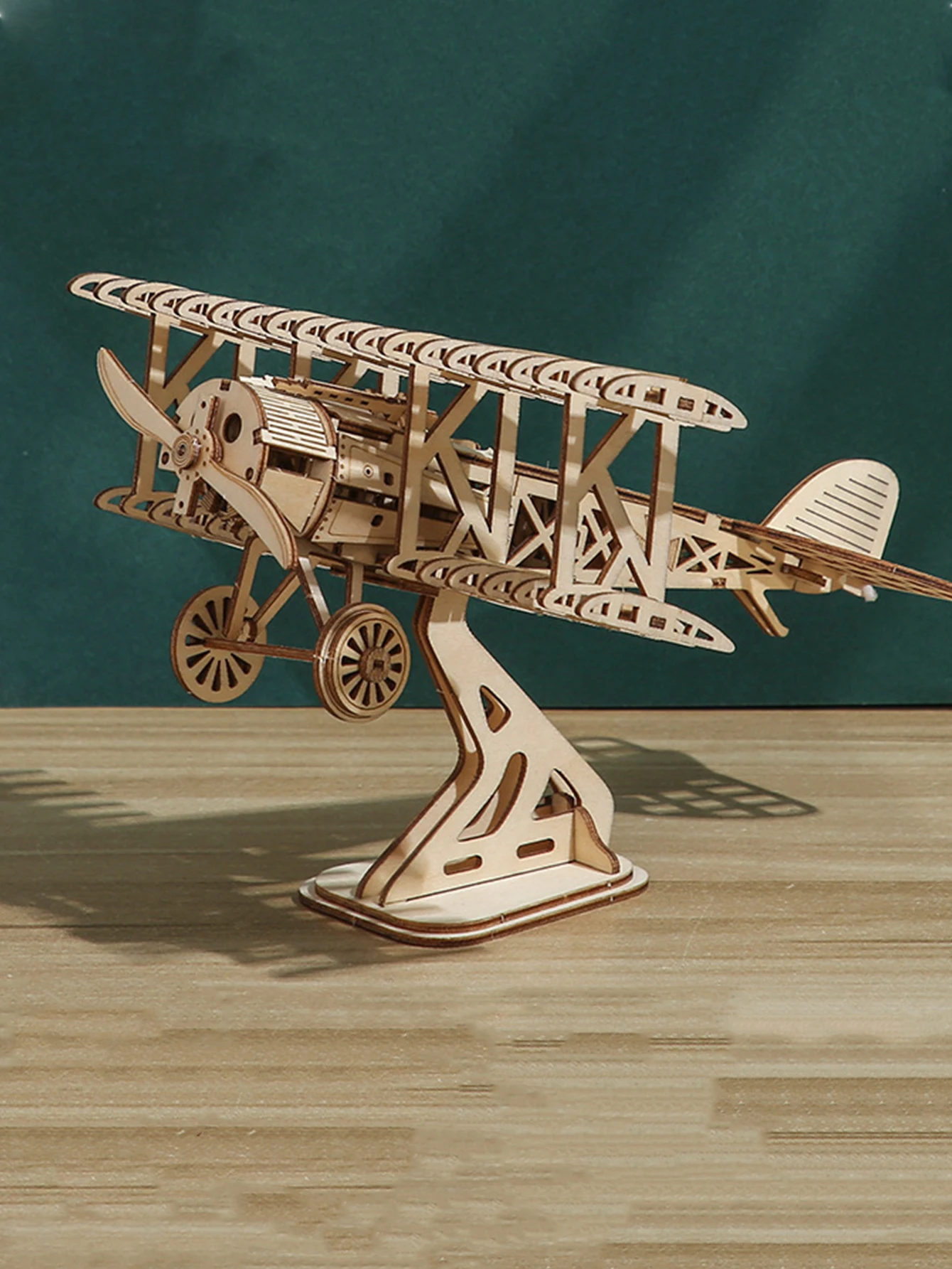 3D Wooden Puzzle Wood DIY Craft  Bi-Plane Model kits Handmade Gifts