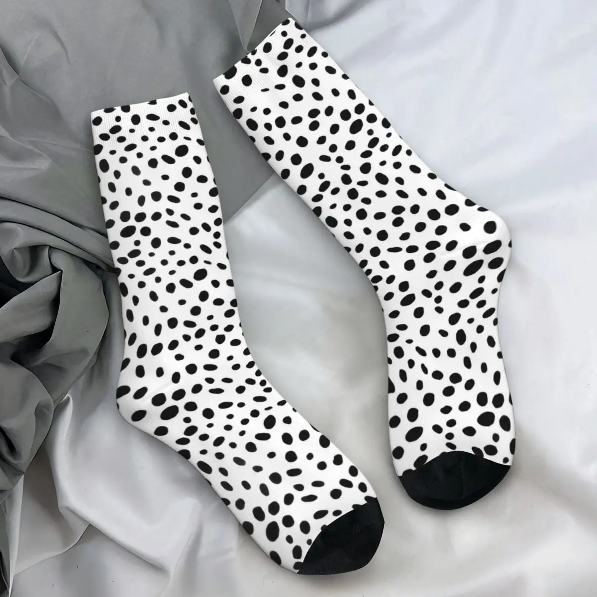 Dalmatian Dog Print Socks Black Spotted Casual Stockings Winter Non Slip Ladies Socks High Quality Printed Skateboard Socks