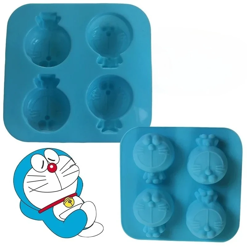 Moldes de Silicona para Pastel de Doraemon, 4 Cavidades, para Fondant, Chocolate, Dulces, Donuts, Repostería, Herramienta de Cocina con Diseño de Anime