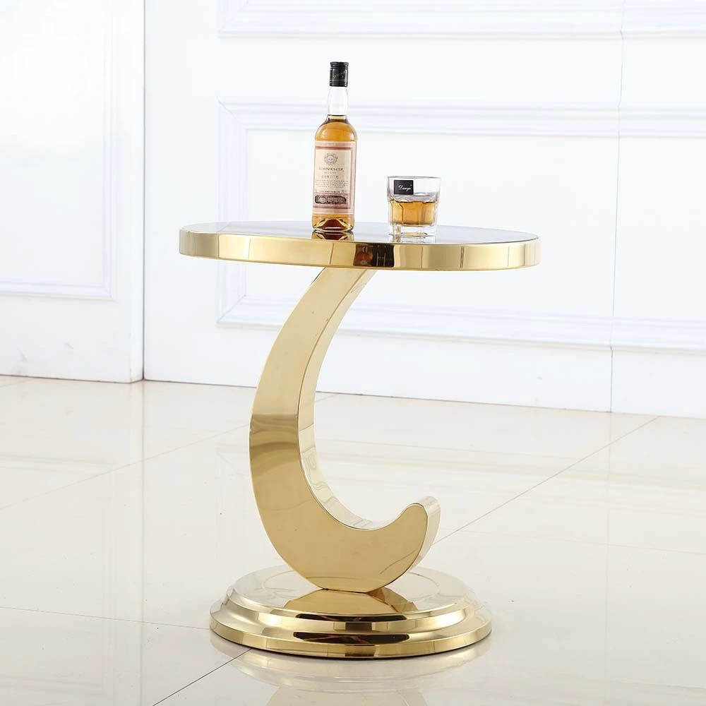 Titanium gold J letter small coffee table table creative furniture stainless steel small living room small tea table stainless