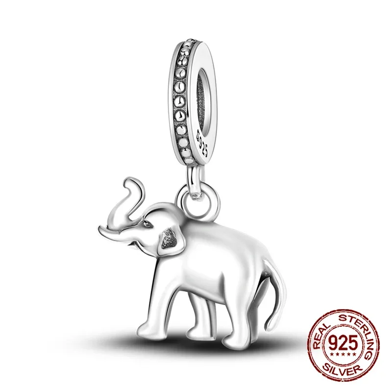 925 Silver elephant lion rhinoceros dinosaur Animal Charms Beads Fit Original  Bracelets Fine DIY Christmas Jewelry Gifts