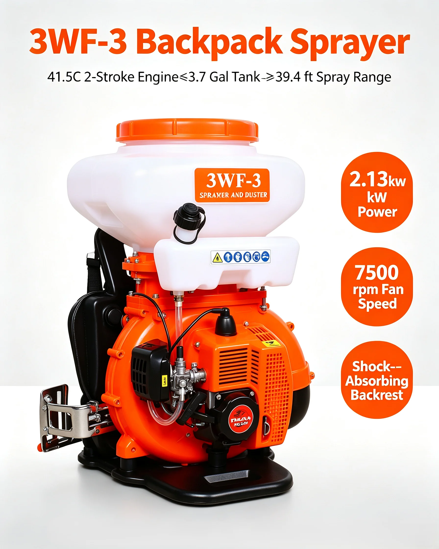Crop Sprayer Backpack - 41.5CC 2.13KW Gas Powered Backpack Sprayer