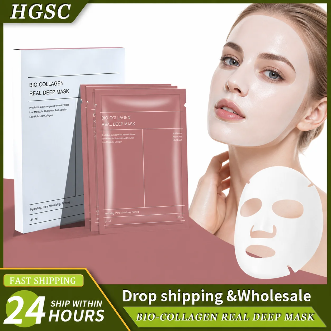 Mascarilla Facial de Colágeno Bio, Reduce Poros, Hidratación Profunda, Mascarilla Nocturna, Hidratante, Refrescante, Iluminadora, Cuidado Facial para Mujeres