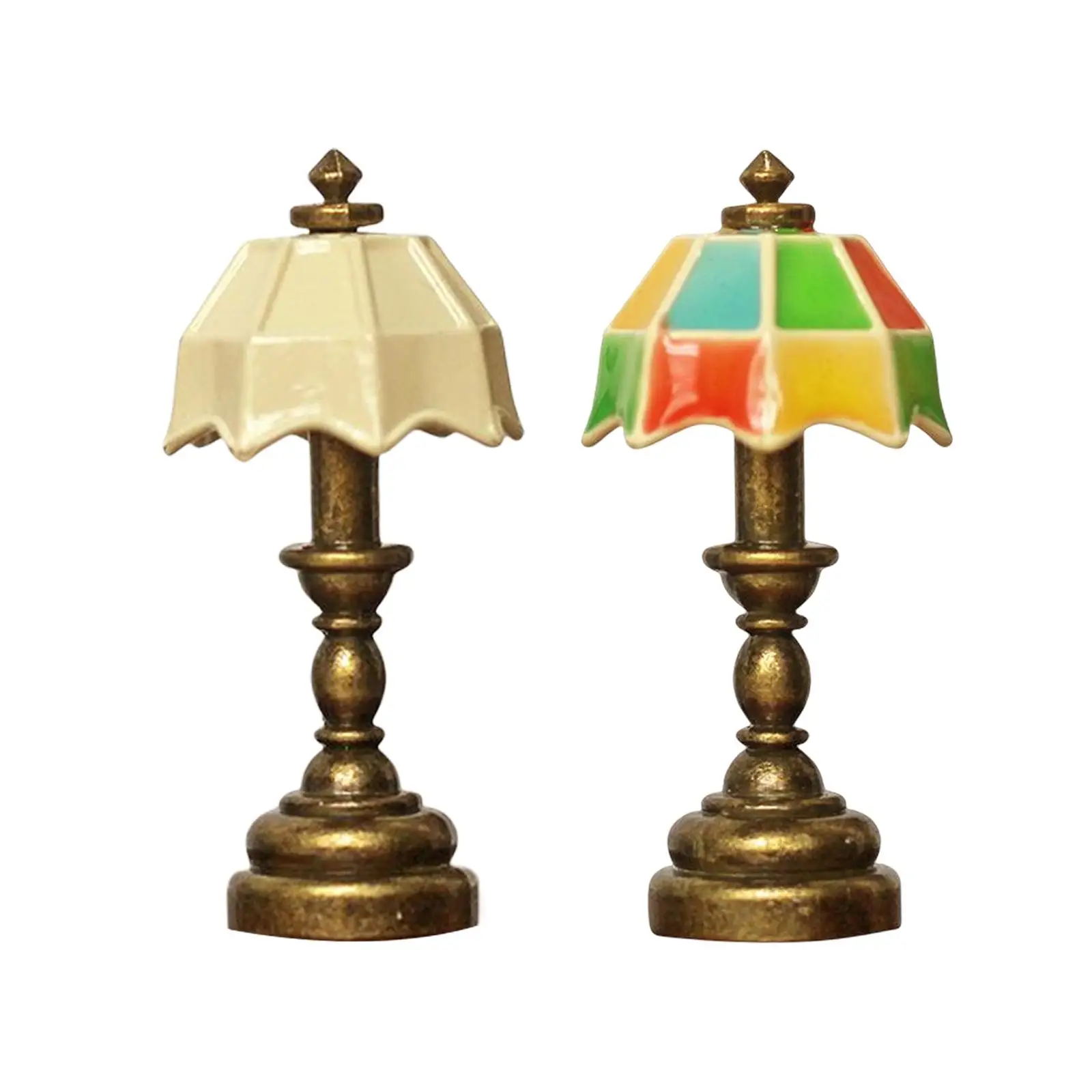 1/12 Mini Table Lamps Dollhouse Table Lamp Umbrella Shape Lampshade Dollhouse