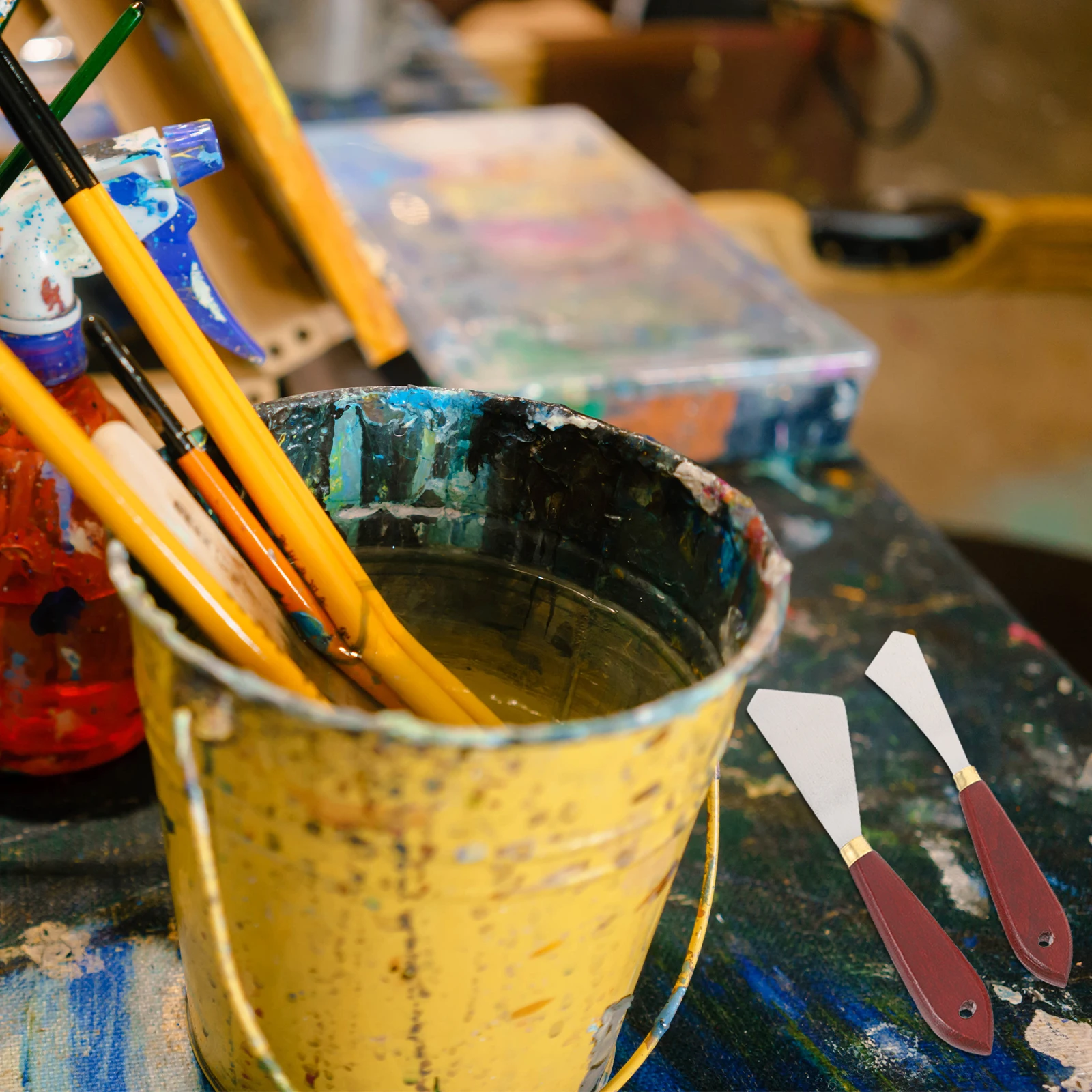 

4 шт., шпатели для масляной живописи, скребок для смешивания цветов из нержавеющей стали, лопаты для художественной краски, скребки для пигмента, инструмент для холста, акриловая живопись