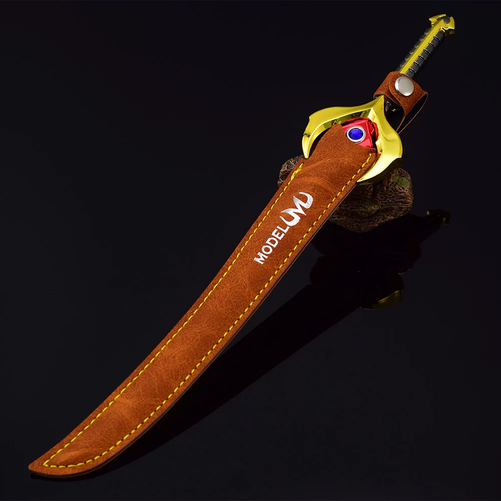 Modello di armi periferiche anime Knight giapponese Flame Knife 30CM custodia in pelle versione interamente in metallo oggetto di visualizzazione artigianale regalo prop