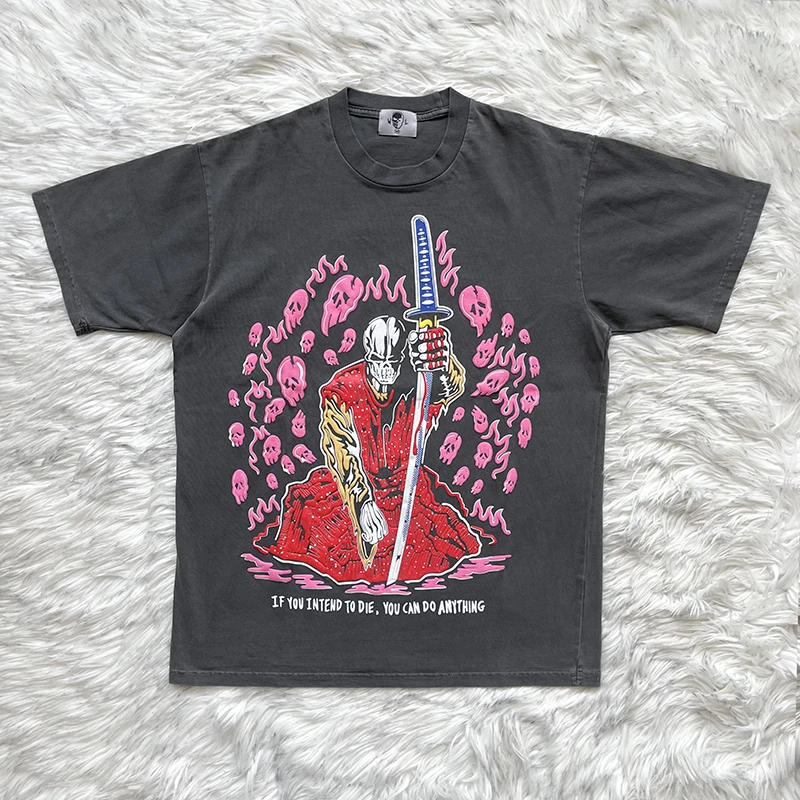 

Футболка Faionable Skull Warrior ort Sve Pink Blue Stone Waed round Ne Youthful Summer Casual Print No Ironing Requ...