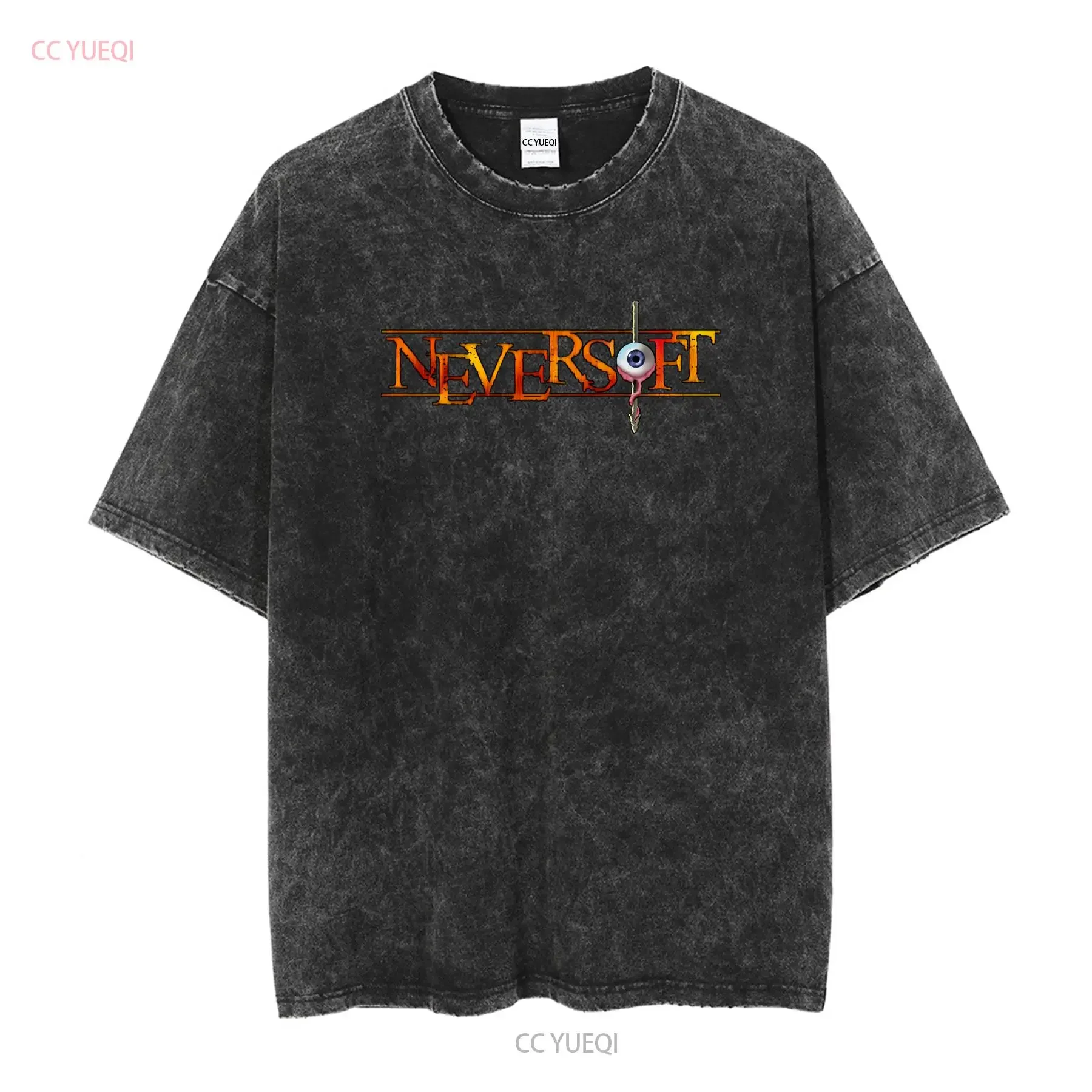 Neversoft T Shirt TenTenHugs long or short sleeves vintage Washed Stretched homme Unisex Slightly Soft Breathable streetwear
