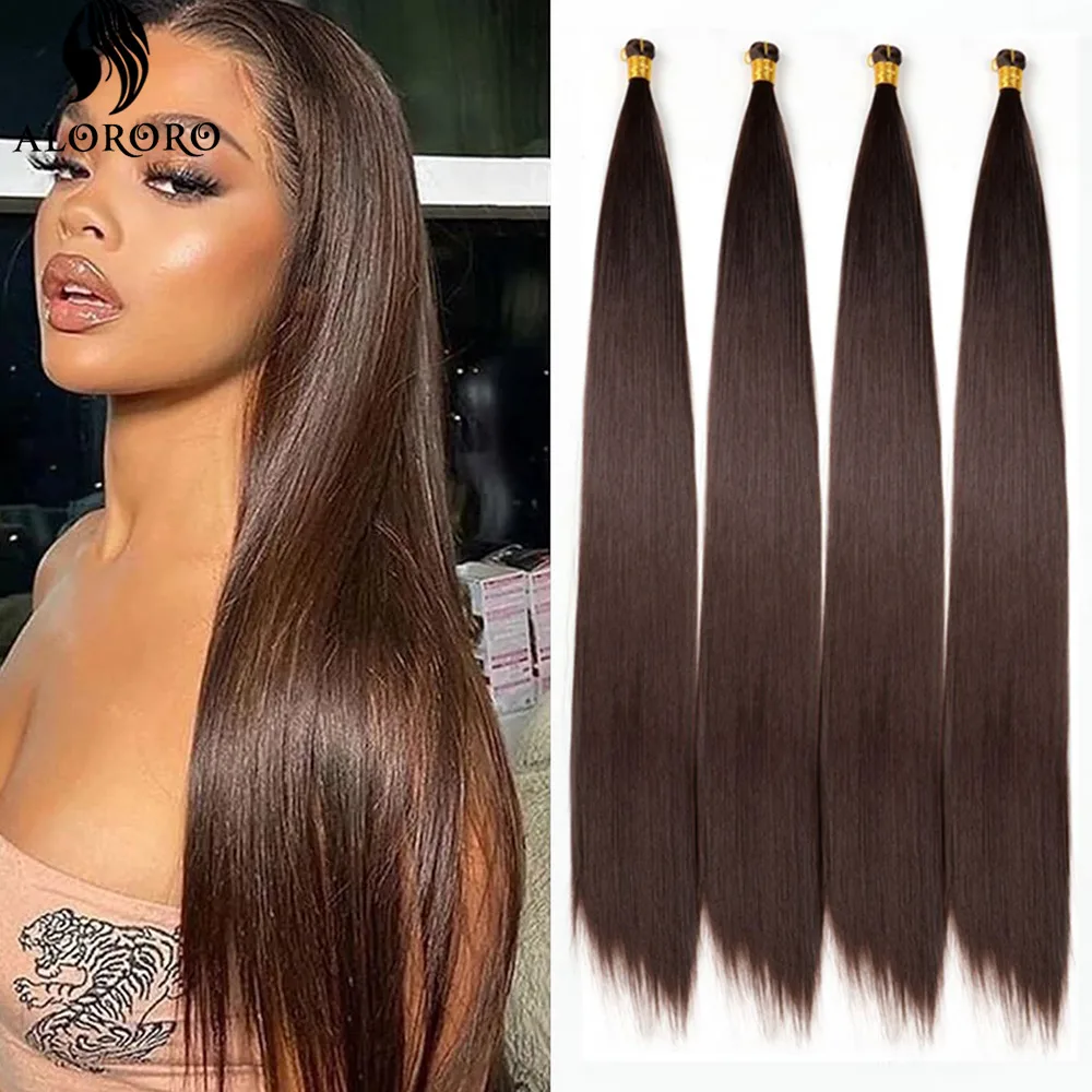 Extensiones de Cabello sintético para mujeres negras, mechones de cola de caballo recta, trenzas de ganchillo, trenzado, Ombre, suave