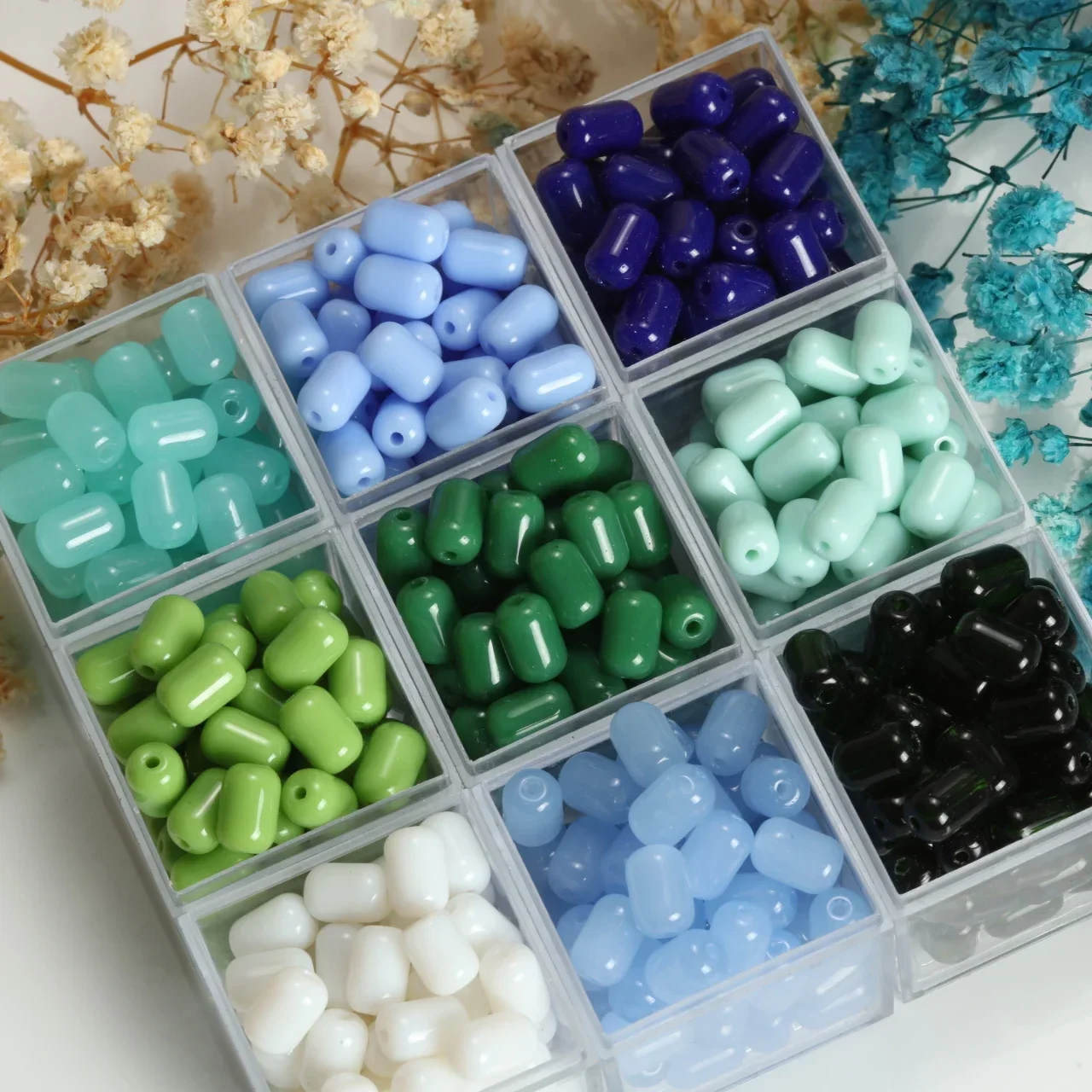 176g/bag 6x9mm Generic Color Glass Cylindrical Tube Beads Loose Spacer Beads for Jewelry Making DIY Bracelet Necklace Sewing