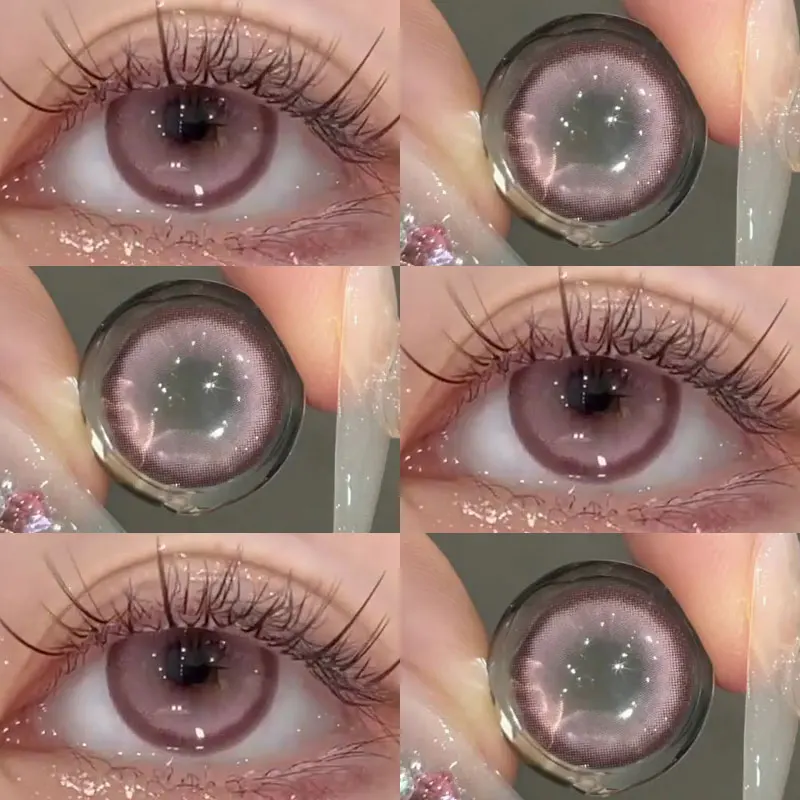 YIMEIXI-lentes de contacto para miopía, lentes de contacto para pupilas de belleza grandes, Ojos de-0,00 a-8,00, marrón y azul de diamante para