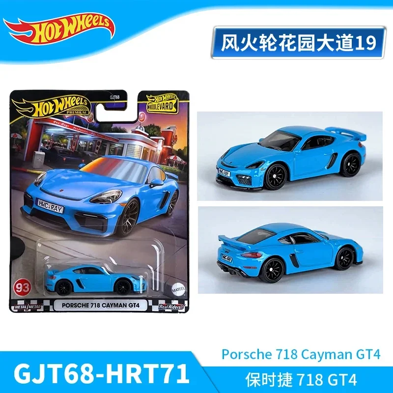 Hot Wheels Premium Boulevard Car Toys for Boys 1/64 Diecast Porsche 718 Cayman GT4 Juguetes Metal Vehicles Model Gift