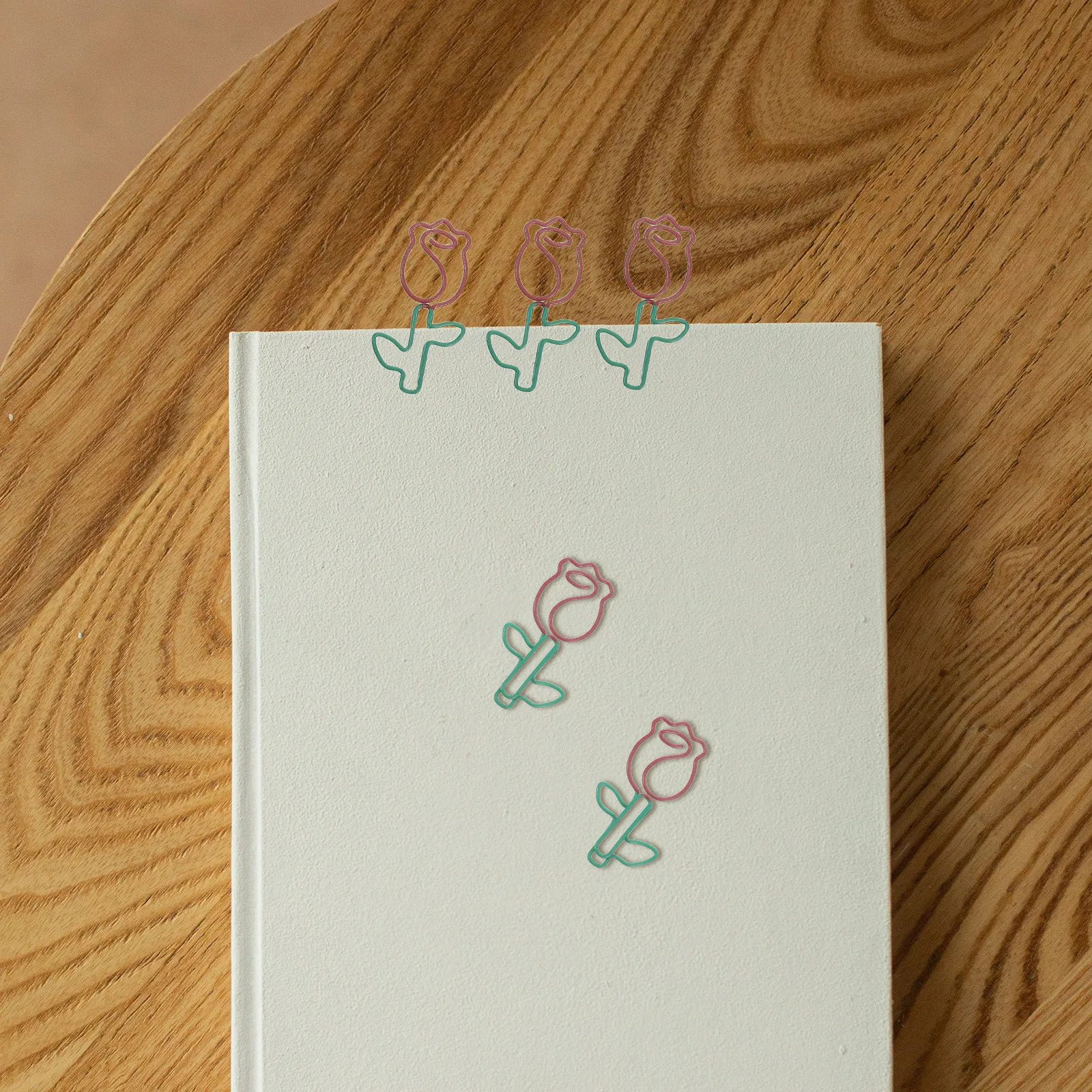 

20Pcs Rose Shape Paper Clips Metal Bookmark Clips Cute Decorative Paperclips Planner Accessories Office School Supplies