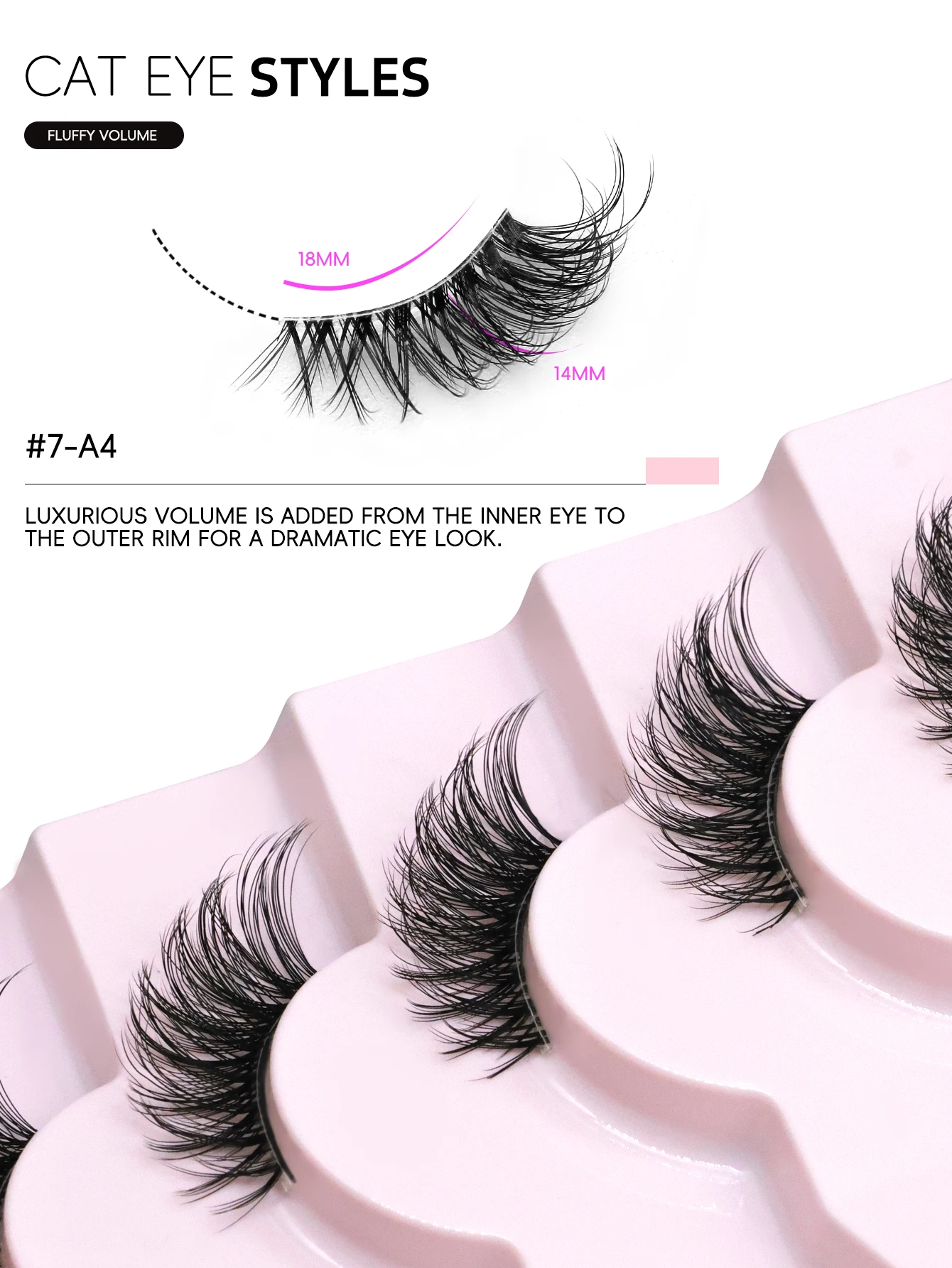 Lasvirey Flauschige halbe Wimpern, natürliche Katzenaugen-Wimpern, weich, dünn, klarer Stiel, natürlicher Look, 3D-Faux-Nerzwimpern-Make-up