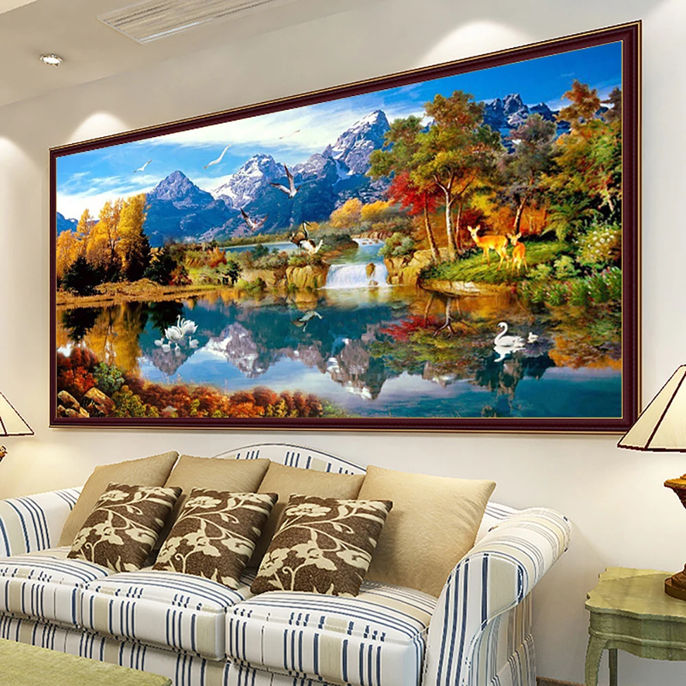 Diy Diamond Painting Kits Modern Art Nature Landscape Wall Painting Handmade Diamond Embroidery Living Room Bedroom Home Decor