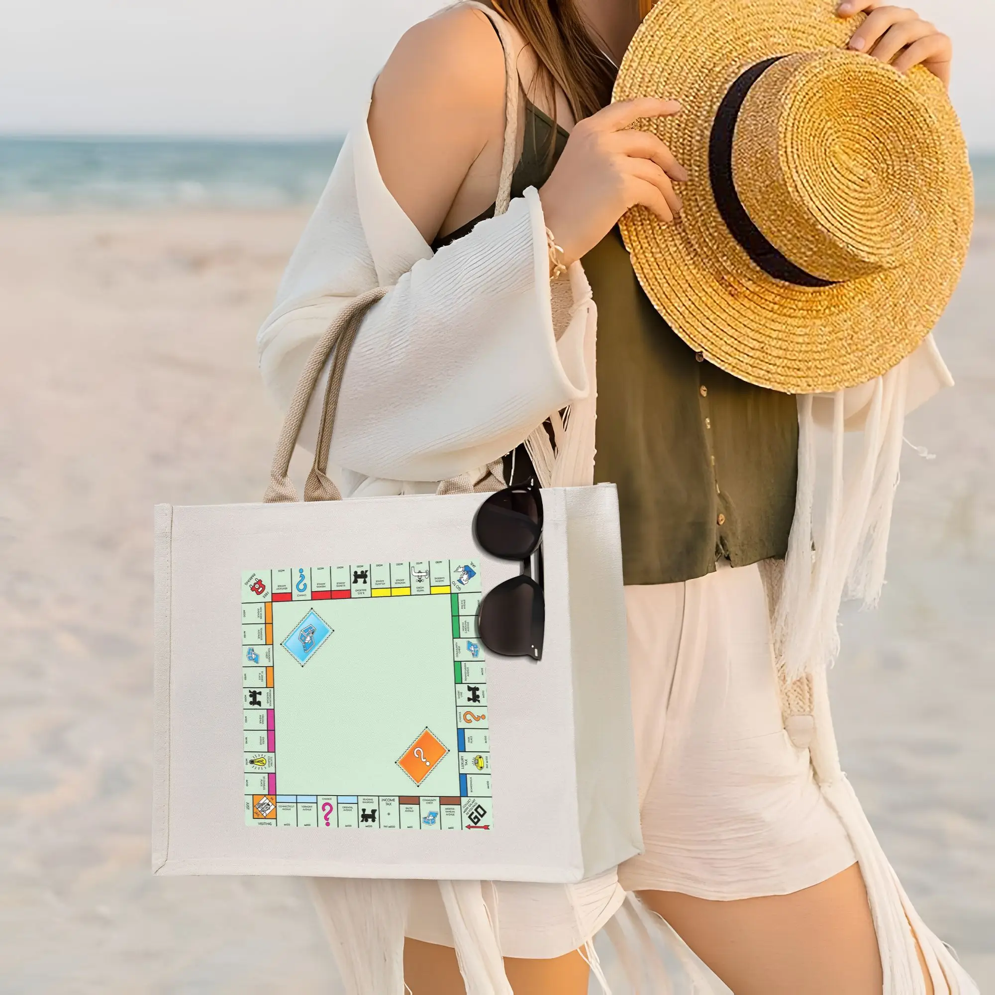 

Набор для настольных игр - сумка-шоппер из холщовой ткани, складная сумка-тоут для женщин, дорожная сумка через плечо