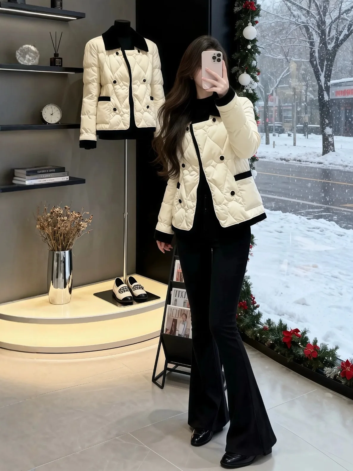 

Зимняя женская свободная хлопковая стеганая куртка с ромбовидным узором, теплая, большого размера, удобная, в стиле ретро, с коротким воротником