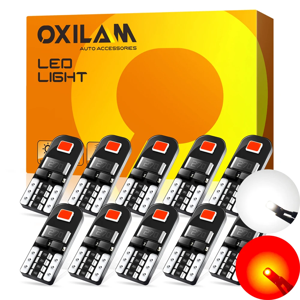 

10Pcs T10 W5W LED Bulb Red Canbus Error Free Car Interior Light 194 168 LED Signal Lamp For Mercedes-Bens BMW Audi Ford 6000K