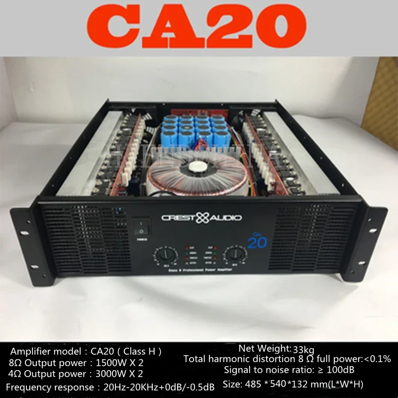 CA20 Professional Power Amplifier Pure Power Amp 2channels (3u) KTV/Stage/Home Entertainment KTV 8Ohm 1500W*2/4Ohm 3000W*2