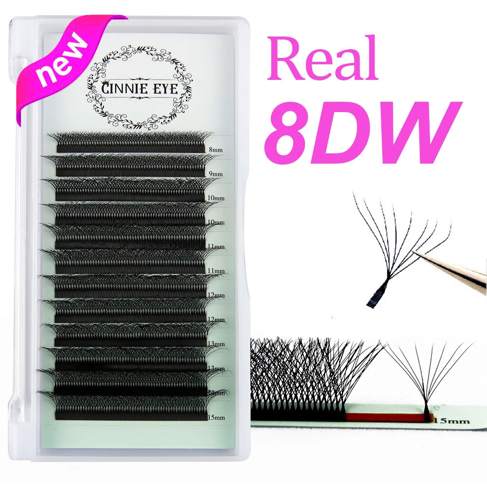 Real 8DW Eyelash 5W 6W 8W Individual Cluster Eyelash Extension Cila 8W Lash Bunches Cilios 8D Premade Volume Fans Lash Wholesale