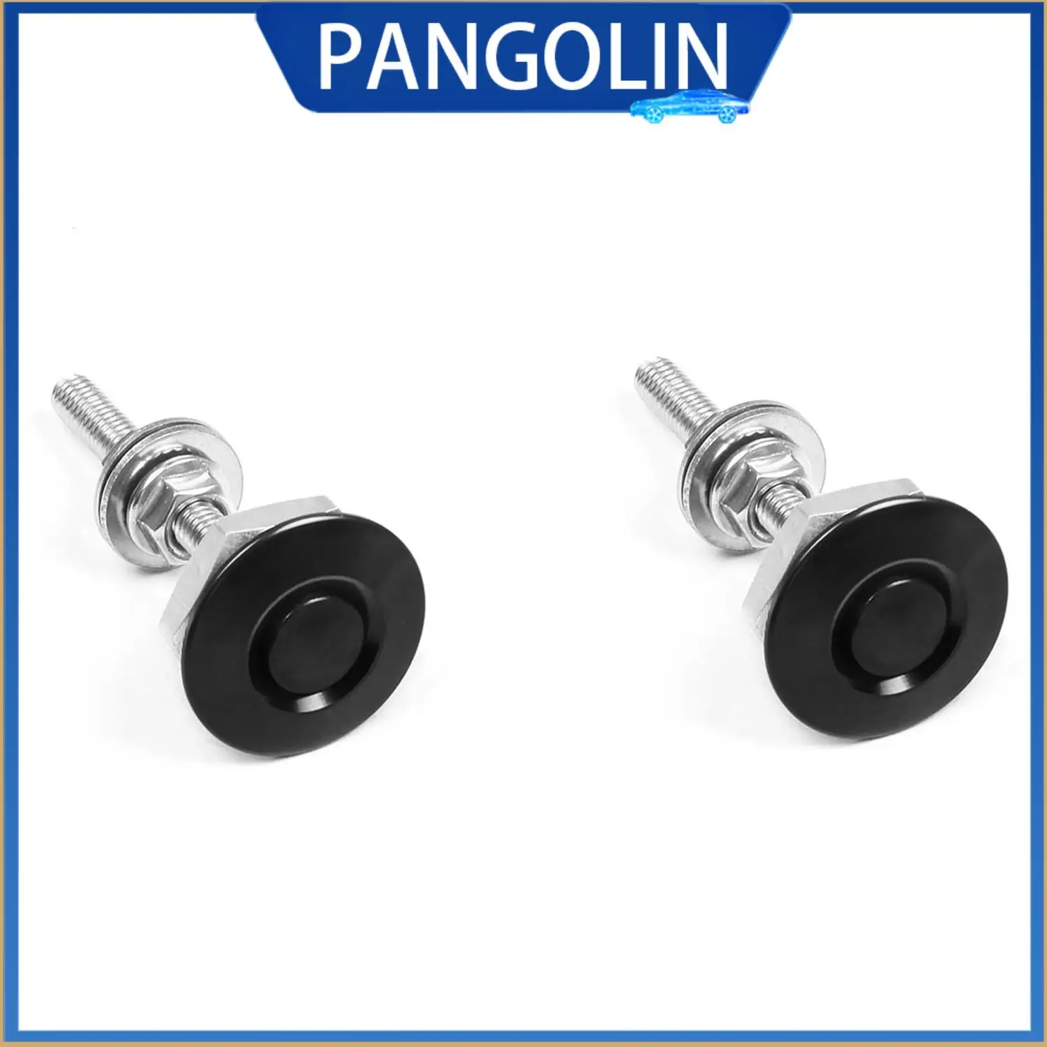 

PANGOLIN 2Pcs Push Button Quick Release Hood Pins Bonnet Lock Clip Latch Bumper Universal-Black Engine Hood Accessories