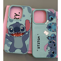 Cartoon Stitch Cool Fashion TPU Imitation Leather Phone Case For iPhone 16 Plus 15 14 13 12 11 Pro Max Shock-absorbing