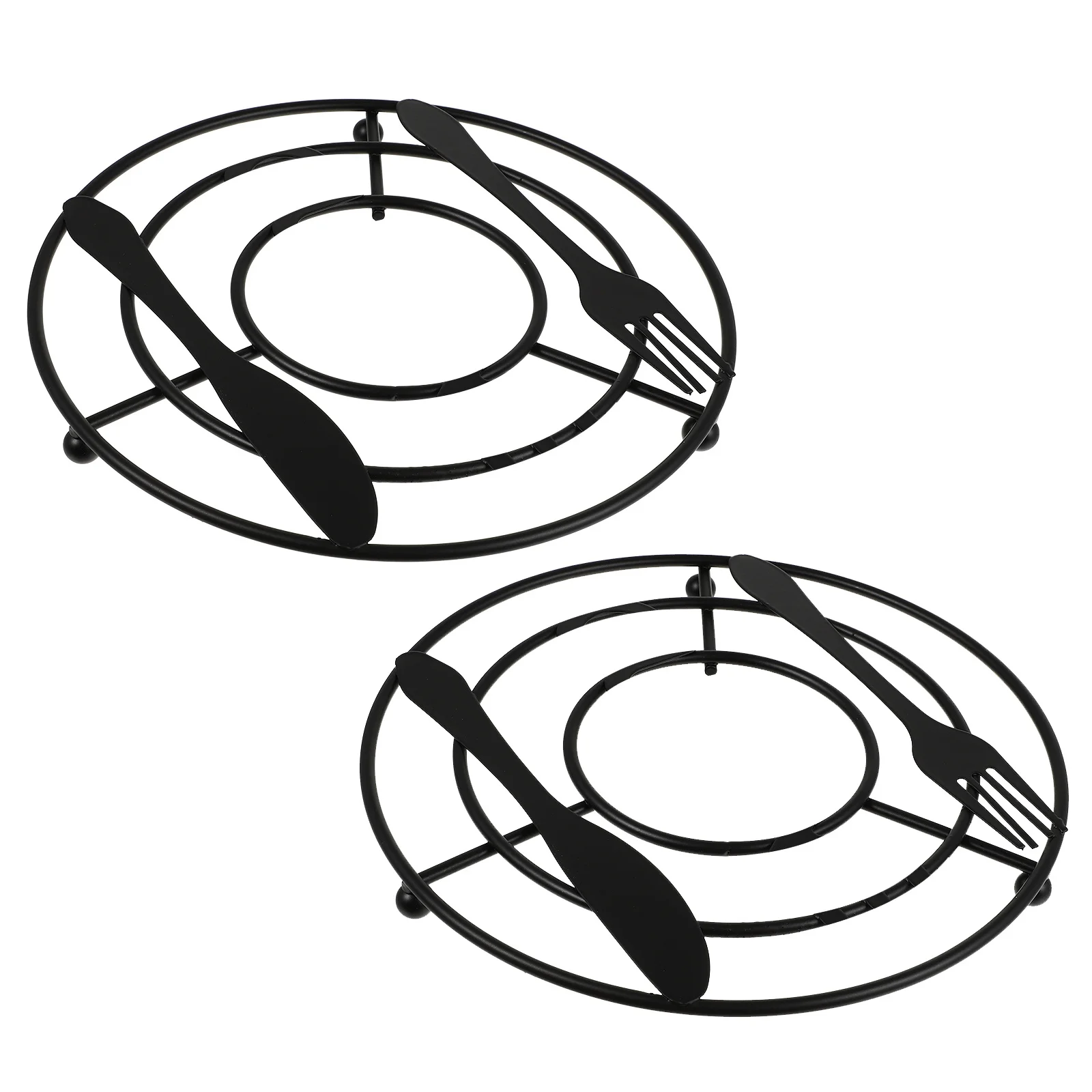 

2pcs Heat Resistant Table Hollow Iron Coasters Anti-Scalding Non-Slip Bowl Mats For Home Kitchen Retro Style Place Mats