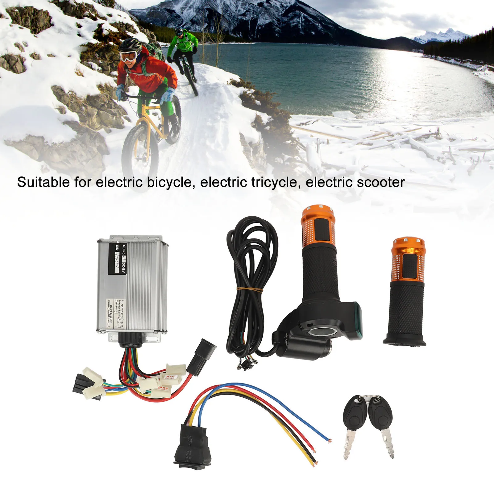 48V1000W Controller, 48V 1000W Electric Bike Controller 20A Reverse Switch Universal Electric Scooter Bicycle Throttle Grip Elec