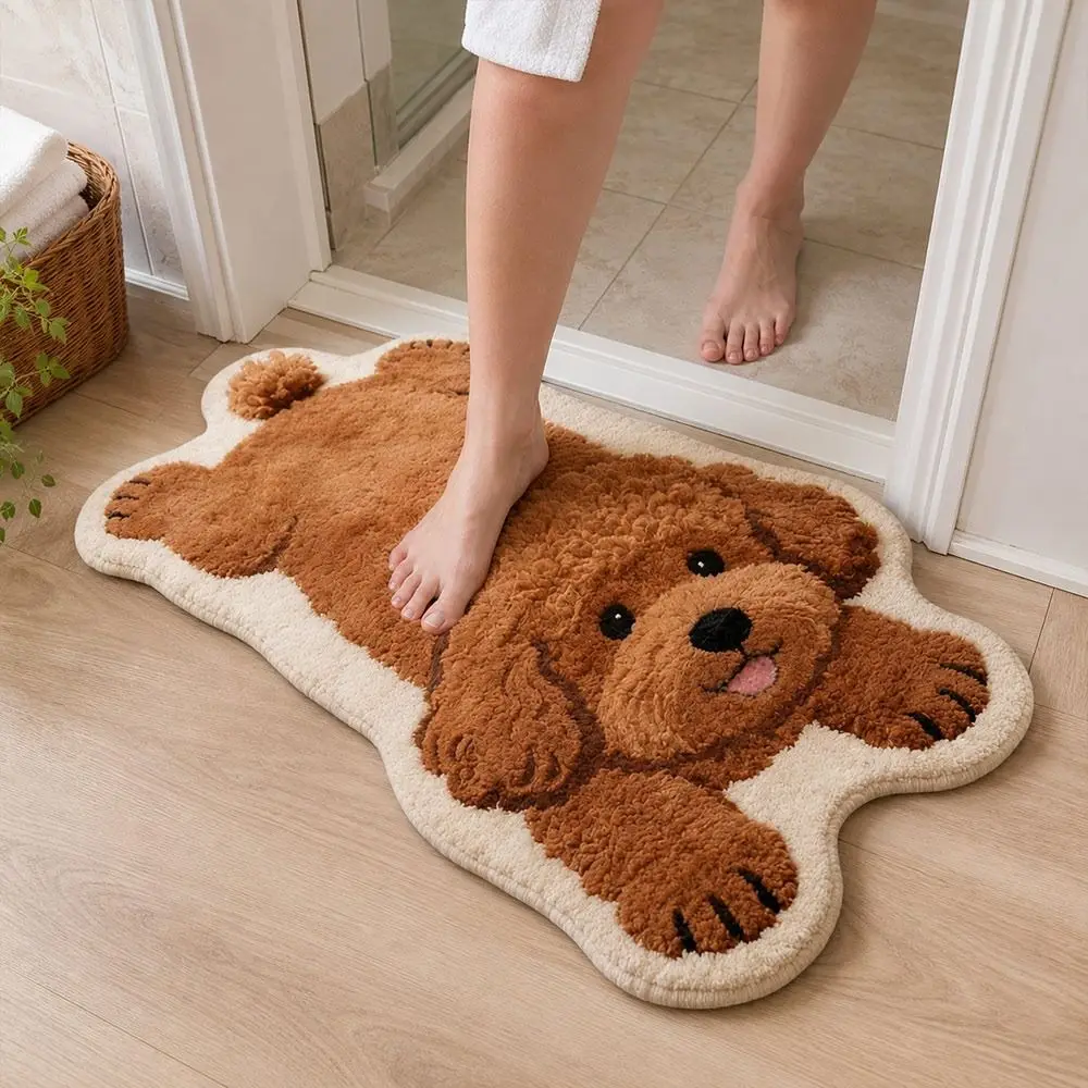 Cute Special-shaped Puppy Print Rug Pet Theme Rug Soft Animal Floor Mat Puppy Print Dog Shape Entryway Mat Living Room Decor