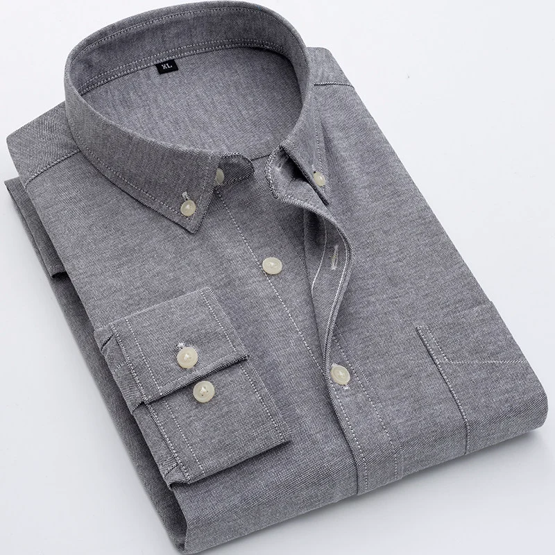 Men's Casual Long Sleeve Sun Protection Shirt Workwear Oxford Cloth Business Gentleman Style Autumn Season Construction Site ...