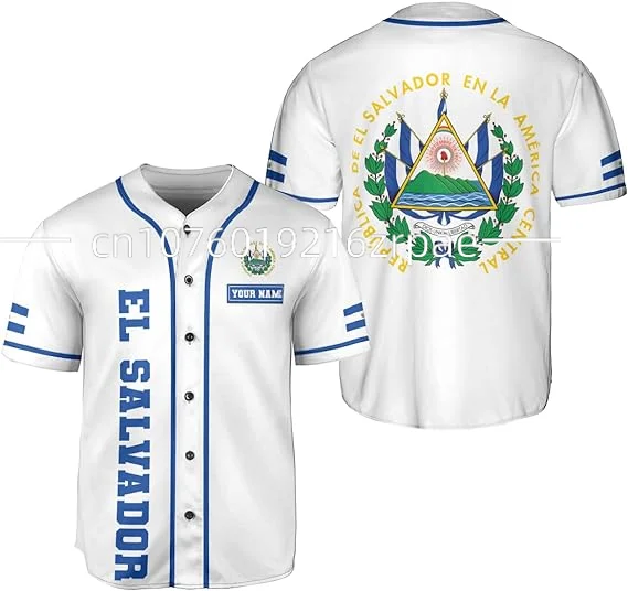 Free Customization of El Salvador Baseball Jersey New 3D Printed Men\'s and Women\'s Casual Fashion Street Short Sleeved Shirts