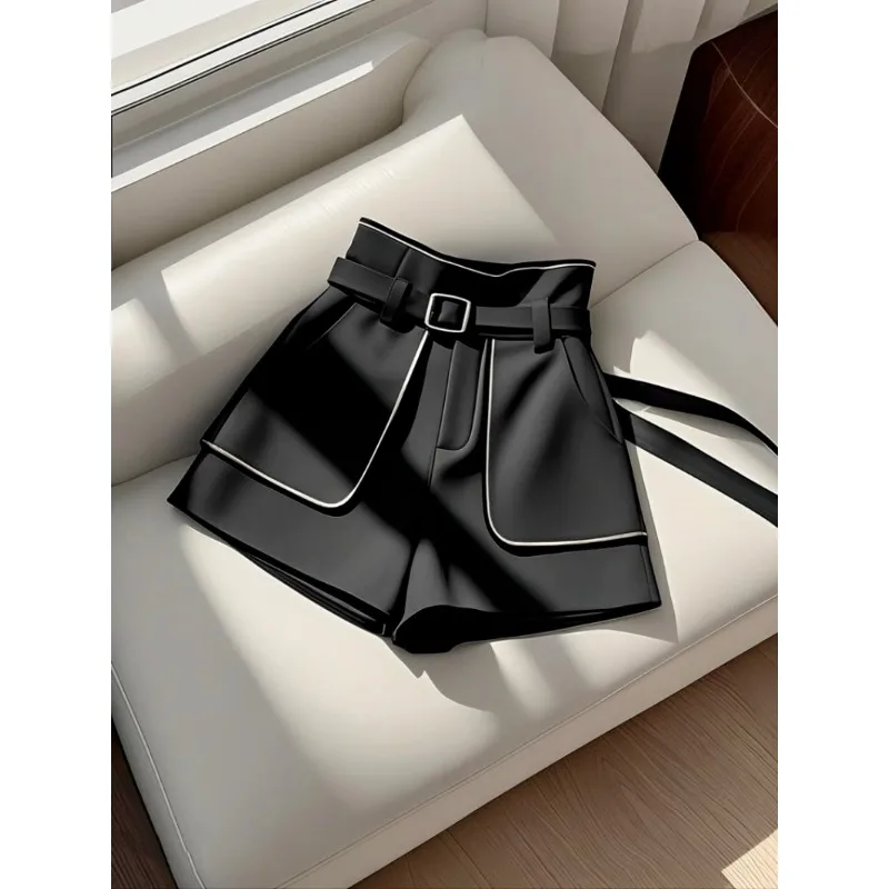 This Year's Popular High-end Black Small Fragrance Shorts Summer A-line High-waisted Suit To Wear Pants High Appearance Level