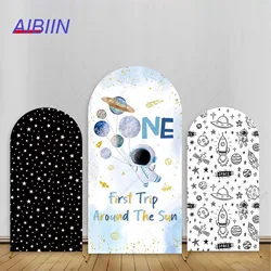 First Trip Around The Sun Arch Backdrop Cover Astronaut Planets Star Space Universe Happy 1 Year Boy Birthday Party Decoration