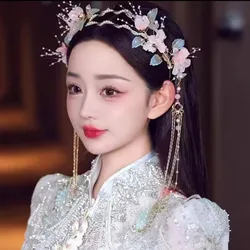 Pearl Hairband Chinese Hanfu Hair Accessoreis Floral Long Tassel Headband Vintage Wedding Hair Hoop Fairy Hair Jewelry For Women