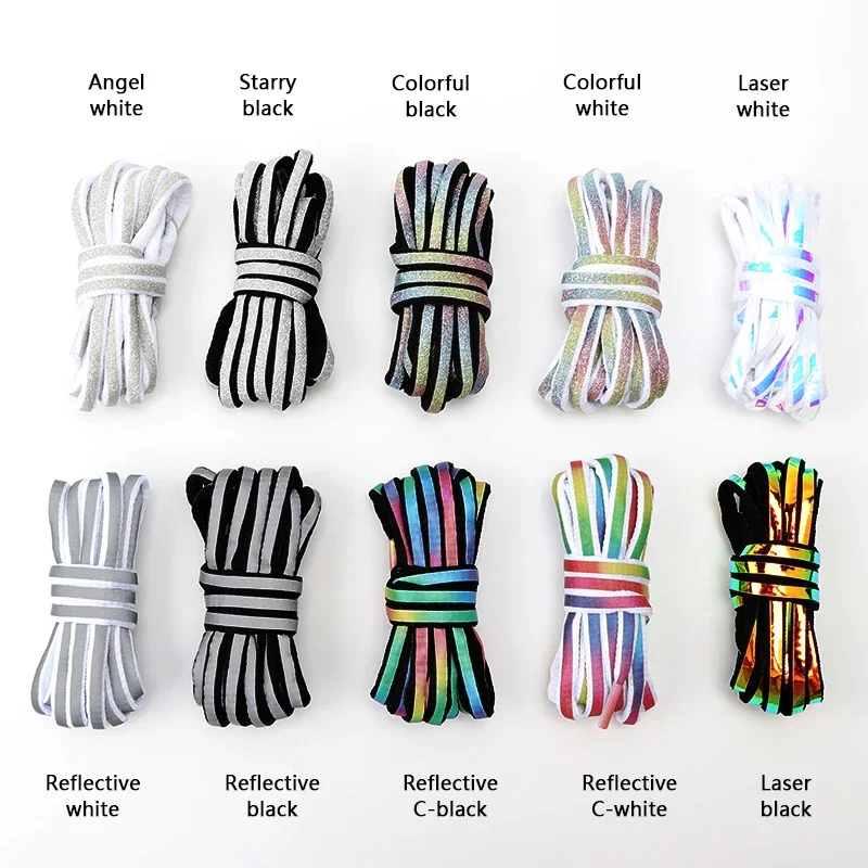 1 Paar reflektierende Sicherheits-Schnürsenkel, reflektierende Schnürsenkel, Laser-Pailletten-Schnürsenkel für Kinder und Erwachsene, dunkle Nacht, Sneaker-Schnürsenkel, Schuhe