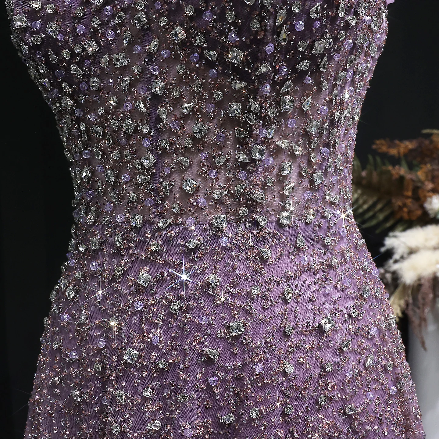 Sharon Said Luxuriöses, perlenbesetztes, langes Abendkleid in A-Linie mit Kristallen für arabische Hochzeiten, formelles Partykleid SS703, maßgeschneidert – Detail 9