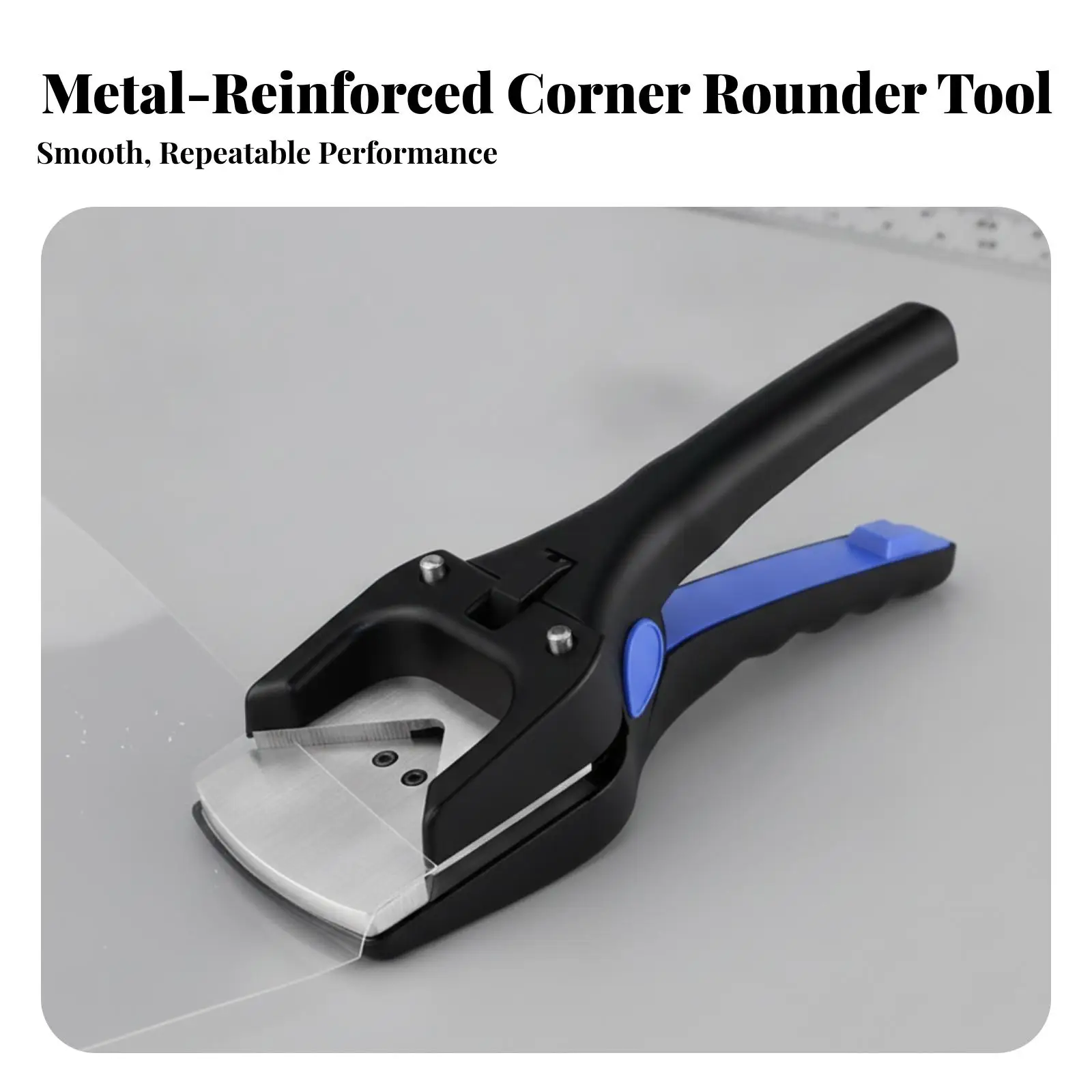 Corner Rounding Cutter for Workshop Projects with Sturdy Metal Blade and Comfortable Blue Sleeve Handle for Neat Finish