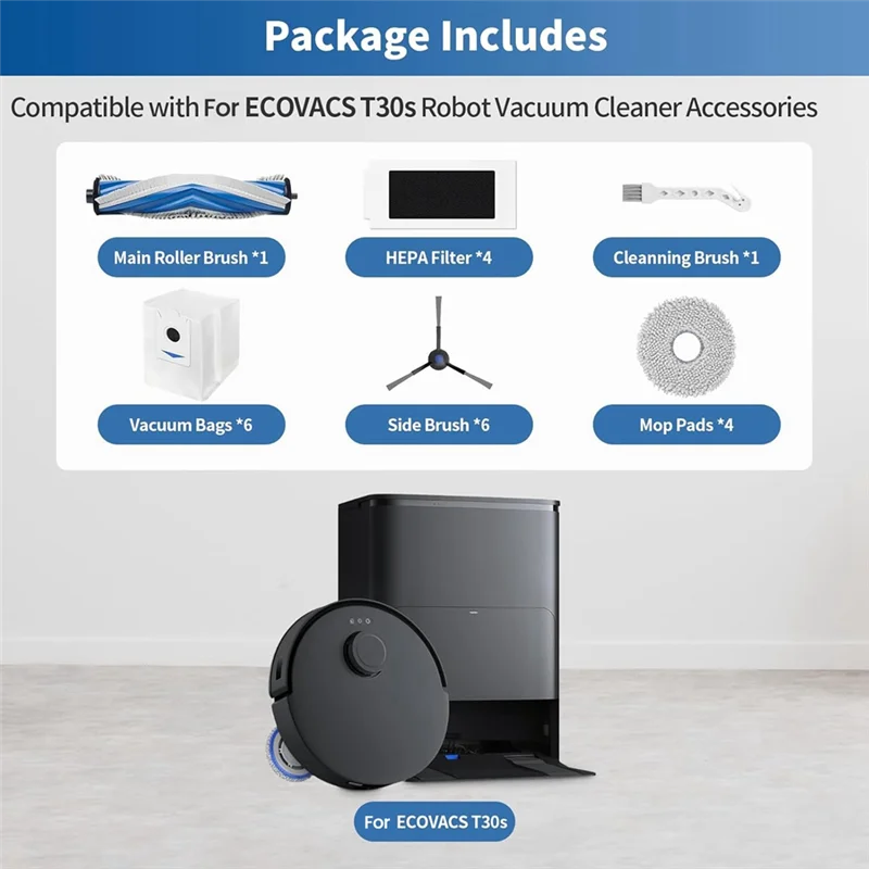 

SOFT-запасные части для робота-пылесоса ECOVACS T30s, аксессуары, основная боковая щетка, фильтры HEPA, мешки для швабры