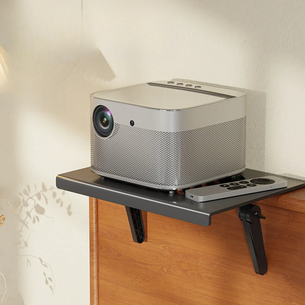 Wall Mounted Dual Device Bracket No Drill Installation for Projector and Router Suitable for Bedroom Living Area