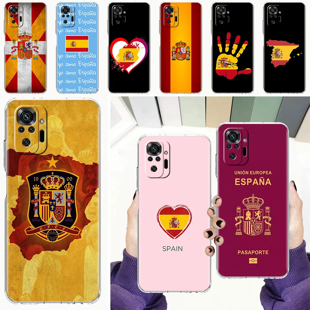 Funda de teléfono para Xiaomi Redmi Note 15 14 5G 13 12 10 11 Pro Plus 4G 14C 13C 12C, funda suave de TPU con bandera de España