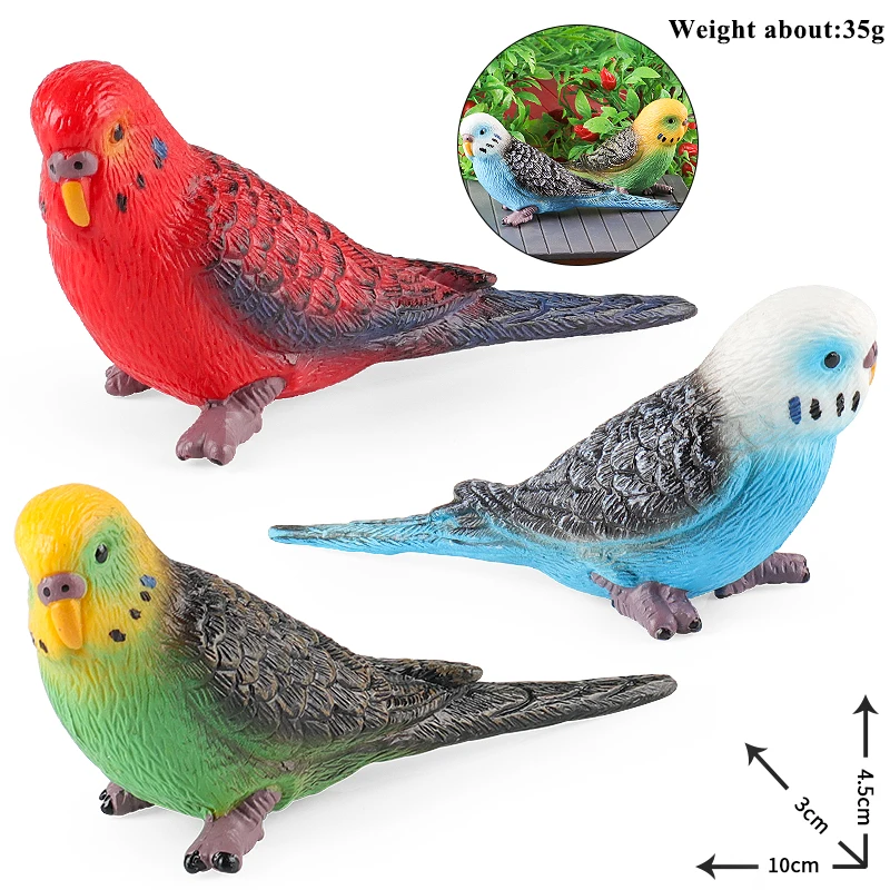 Oenux Bird Animal Parrot Macaw Cockatiel Cockatoo Agapornis Model Solid PVC Action Figures Garden Decoration Education Kids Toy