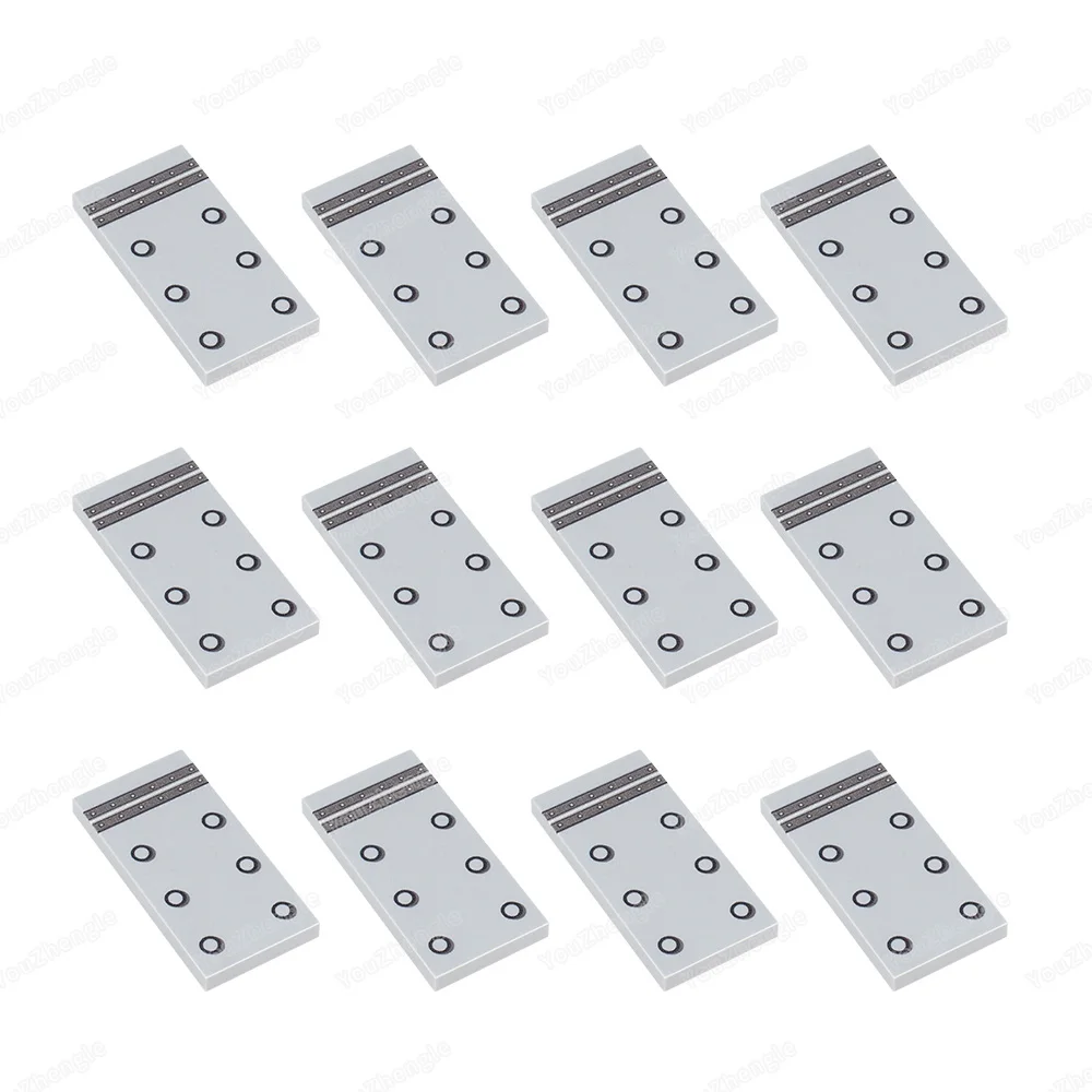 Steel Plate Rivets Double Horizontal Lines Pattern 87079 Printed Building Block Tiles Parts MOC figures Tank Model Gift Boy Toys