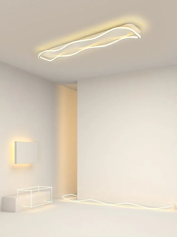 Corridor  Modern And Minimalist North European Yangtai  Creative Rectangular Wave Style Ceiling Light For Entering Households